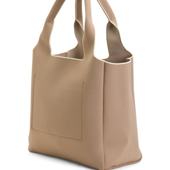 TED BAKER London Nora Knit Beige/Taupe Logo Tote LARGE NWT - Picture 6 of 13